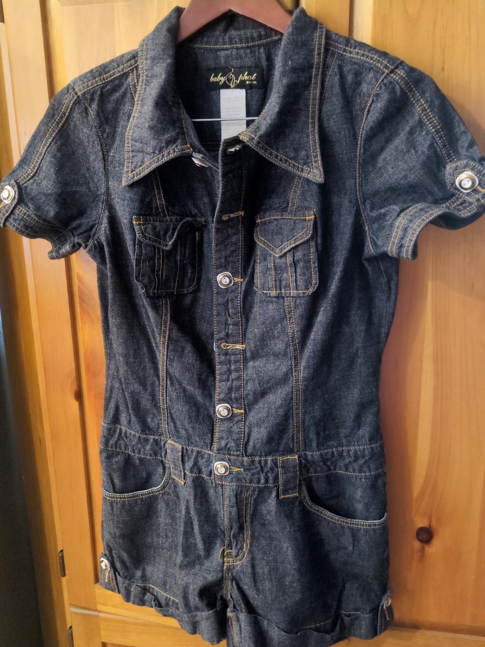 Baby Phat Black Dark Denim Short Romper